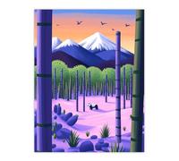 Artery8 Panda Bear Bamboo Forest Japan Mountain Landscape Living Room Large Wall Art Poster Print Thick Paper 18X24 Inch