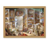 Artery8 Panini Ancient Rome Monuments Allegory Painting Artwork Framed Wall Art Print A4 in Light Oak Artery8 Light Oak