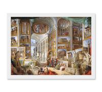 Artery8 Panini Ancient Rome Monuments Allegory Painting Artwork Framed Wall Art Print A4 in White Artery8 White