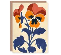 Artery8 Greeting Card Pansy Flower Bloom Simple Bold Floral Painting For Her Woman Birthday Card