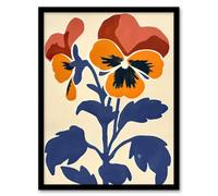 Artery8 Pansy Flower Bloom Simple Bold Floral Painting Wall Art Print - A4 Size