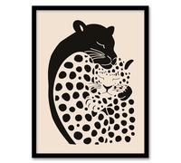 Artery8 Panther and Leopard Abstract Minimalism Animals Living Room Artwork Framed Wall Art Print A4