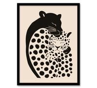 Artery8 Panther & Leopard Abstract Minimalism Animals Framed Art Print in Black | Size: W12" x H16" Artery8 Black W12" x H16"