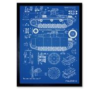 Artery8 Panzer III 3 German Medium Tank Blueprint Plan Art Print Framed Poster Wall Decor 12x16 inch