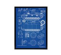 Artery8 Panzer III 3 German Tank Blueprint Framed Canvas Wall Art Print in Blue | Size: W12" x H16" Artery8 Blue W12" x H16"