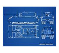 Artery8 Panzer VIII Maus Super-Heavy Tank Blueprint Plan Art Print Canvas Premium Wall Decor Poster Mural