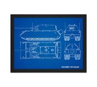 Artery8 Panzer VIII Maus Super-Heavy Tank Blueprint Plan Artwork Framed Wall Art Print 18X24 Inch