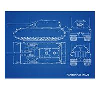 Artery8 Panzer VIII Maus Super-Heavy Tank Blueprint Plan Large Wall Art Poster Print Thick Paper 18X24 Inch