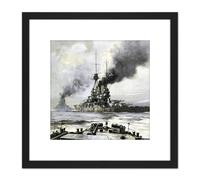 Artery8 Parkes Pride German Fleet Bayern Surrenders War Painting 8X8 Inch Square Wooden Framed Wall Art Print Picture with Mount in Black Artery8 Black
