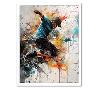 Wall Art Print Parkour Jump Urban Sport Paint Splat Action Shot Art Framed Artery8 White W12 inch x H16 inch
