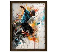 Parkour Jump Urban Sport Paint Splat Action Shot Artwork Framed Wall Art Print A4 Artery8 Brown One Size