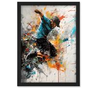 Artery8 Parkour Jump Urban Sport Paint Splat Action Shot Artwork Framed Wall Art Print A4