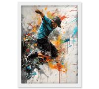 Artery8 Parkour Jump Urban Sport Paint Splat Action Shot Artwork Framed Wall Art Print A4