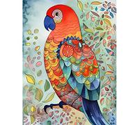 Artery8 Parrot Bird Portrait Folk Art Watercolour Painting Large Wall Art Poster Print Thick Paper 18X24 Inch