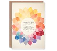 Artery8 Spiritual Birthday Card Past Present Future Buddhist Mindfulness Mandala Blank Card For Him Or Her