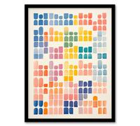 Artery8 Pastel Abstract Geometric Calming Artwork Watercolour Minimalist Art Print Framed Poster Wall Decor in Black | Size: A4 Artery8 Black A4