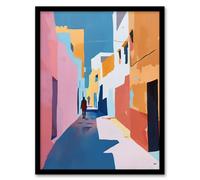Pastel Colour Morocco Abstract Casablanca Street Framed Art Print Artery8 Multi A4