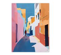 Artery8 Pastel Colour Morocco Abstract Casablanca Street Wall Art Print | Size: W12" x H16" Artery8 Multicolor W12" x H16"