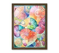 Artery8 Pastel Colour Seashells Folk Art Artwork Framed Wall Art Print 18X24 Inch