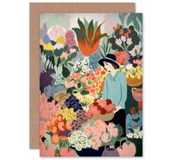 Artery8 Pastel Flower Market Painting Mothers Day Thinking of You Greeting Card Artery8 Multicolor