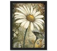 Artery8 Pastel Watercolour Daisy Flower Bloom Illustration Artwork Framed A3 Wall Art Print