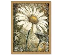 Artery8 Pastel Watercolour Daisy Flower Bloom Illustration Artwork Framed A3 Wall Art Print