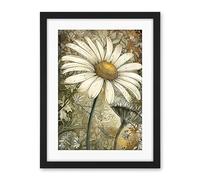 Artery8 Pastel Watercolour Daisy Flower Bloom Illustration Artwork Framed Wall Art Print 18X24 Inch