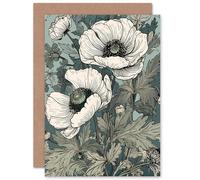 Artery8 Pastel White Anemone Flower for Wife Her Mum Sister Daughter Mom Gran Nan Birthday Thank You Get Well Soon Blank Art Greeting Card
