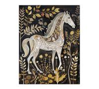 Artery8 Patterned Horse Woodland Forest Rustic Folk Art Wall Art Print in Dark Grey | Size: W12" x H16" Artery8 Dark Grey W12" x H16"