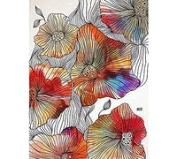 Artery8 Patterned Poppy Flower Colourful Painting Unframed Wall Art Print Poster Home Decor Premium