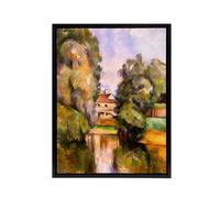 Artery8 Paul Cezanne Country House By A River Framed Canvas Wall Art Print | Size: W18" x H24" Artery8 Multicolor W18" x H24"