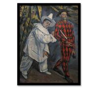 Artery8 Paul Cezanne Framed Wall Art Mardi Gras Pierrot Clown And Harlequin - A3 Size