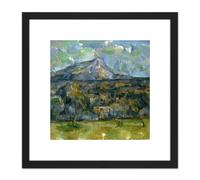 Artery8 Paul Cezanne Mont Sainte Victoire 8X8 Inch Square Wooden Framed Wall Art Print Picture with Mount in Black Artery8 Black