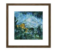 Artery8 Paul Cezanne Mont Sainte Victoire & Chateau Noir 8X8 Inch Square Wooden Framed Wall Art Print Picture with Mount in Brown Artery8 Brown
