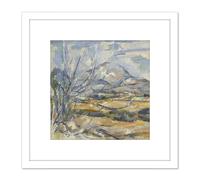 Artery8 Paul Cezanne Montagne Sainte Victoire 8X8 Inch Square Wooden Framed Wall Art Print Picture with Mount in White Artery8 White