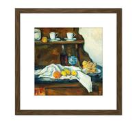 Artery8 Paul Cezanne The Buffet Cropped 8X8 Inch Square Wooden Framed Wall Art Print Picture with Mount in Brown Artery8 Brown