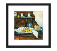 Artery8 Paul Cezanne The Buffet Cropped 8X8 Inch Square Wooden Framed Wall Art Print Picture with Mount in Black Artery8 Black