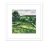 Artery8 Paul Cezanne The Tree By The Bend Cropped 8X8 Inch Square Wooden Framed Wall Art Print Picture with Mount in White Artery8 White