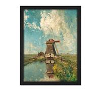 Artery8 Paul Gabriel A Windmill On A Polder Waterway Artwork Framed Wall Art Print 18X24 Inch