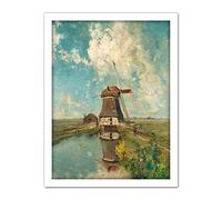 Artery8 Paul Gabriel A Windmill On A Polder Waterway Artwork Framed Wall Art Print 18X24 Inch