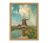 Artery8 Paul Gabriel A Windmill On A Polder Waterway Artwork Framed Wall Art Print 18X24 Inch