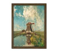 Artery8 Paul Gabriel A Windmill On A Polder Waterway Artwork Framed Wall Art Print 18X24 Inch