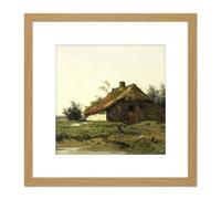 Artery8 Paul Gabriel Farm In The Open Fields Painting 8X8 Inch Square Wooden Framed Wall Art Print Picture with Mount in Light Oak Artery8 Light Oak