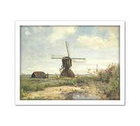 Artery8 Paul Gabriel Sunny Day A Windmill On A Waterway Artwork Framed Wall Art Print 18X24 Inch