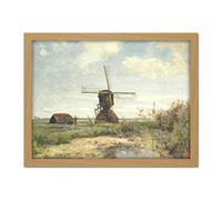 Artery8 Paul Gabriel Sunny Day A Windmill On A Waterway Artwork Framed Wall Art Print 18X24 Inch