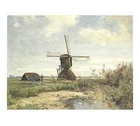 Artery8 Paul Gabriel Sunny Day A Windmill On A Waterway Unframed Wall Art Print Poster Home Decor Premium