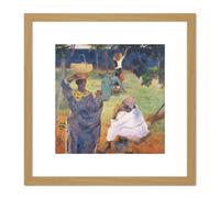 Artery8 Paul Gauguin Among The Mangoes At Martinique Cropped 8X8 Inch Square Wooden Framed Wall Art Print Picture with Mount in Light Oak Artery8 Light Oak