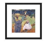 Artery8 Paul Gauguin Among The Mangoes At Martinique Cropped 8X8 Inch Square Wooden Framed Wall Art Print Picture with Mount in Black Artery8 Black