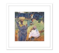 Artery8 Paul Gauguin Among The Mangoes At Martinique Cropped 8X8 Inch Square Wooden Framed Wall Art Print Picture with Mount in White Artery8 White