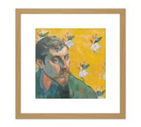 Artery8 Paul Gauguin Self Portrait Les Miserables Cropped 8X8 Inch Square Wooden Framed Wall Art Print Picture with Mount in Light Oak Artery8 Light Oak